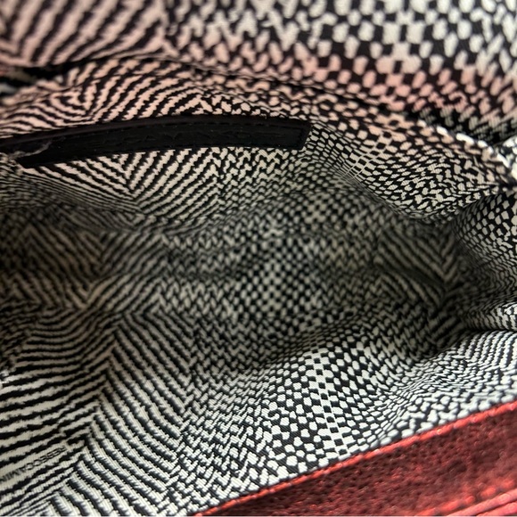 Rebecca Minkoff Red Leather Metallic Quilted Flap Bag Crossbody / Shoulder Bag - Picture 9 of 10